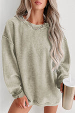 Load image into Gallery viewer, Black Solid Ribbed Knit Round Neck Pullover Sweatshirt - Fashion Queen - 16