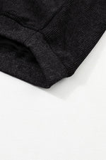 Load image into Gallery viewer, Black Solid Ribbed Knit Round Neck Pullover Sweatshirt - Fashion Queen - 25
