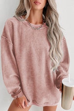 Load image into Gallery viewer, Black Solid Ribbed Knit Round Neck Pullover Sweatshirt - Fashion Queen - 4