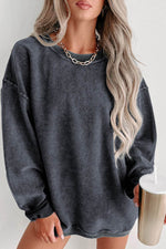 Load image into Gallery viewer, Black Solid Ribbed Knit Round Neck Pullover Sweatshirt - Fashion Queen - 7
