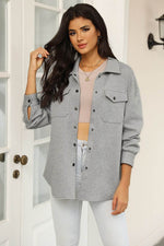 Load image into Gallery viewer, Black Solid Textured Flap Pocket Buttoned Shacket - Fashion Queen - 21