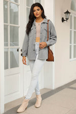 Load image into Gallery viewer, Black Solid Textured Flap Pocket Buttoned Shacket - Fashion Queen - 23