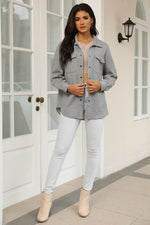 Load image into Gallery viewer, Black Solid Textured Flap Pocket Buttoned Shacket - Fashion Queen - 24