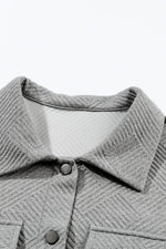 Load image into Gallery viewer, Black Solid Textured Flap Pocket Buttoned Shacket - Fashion Queen - 29