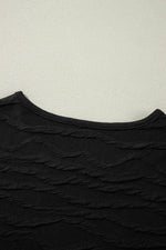 Load image into Gallery viewer, Black Solid Wavy Textured Slim Fit Long Sleeve T Shirt - Fashion Queen - 13