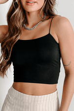 Load image into Gallery viewer, Black Spaghetti Strap Skinny Fit Cropped Tank Top - Fashion Queen - 1