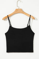 Load image into Gallery viewer, Black Spaghetti Strap Skinny Fit Cropped Tank Top - Fashion Queen - 9