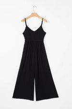 Load image into Gallery viewer, Black Spaghetti Straps Open Back Pleated Wide Leg Jumpsuit - Fashion Queen -  10