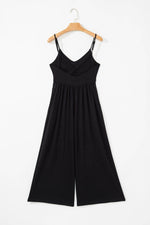 Load image into Gallery viewer, Black Spaghetti Straps Open Back Pleated Wide Leg Jumpsuit - Fashion Queen -  11