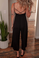 Load image into Gallery viewer, Black Spaghetti Straps Open Back Pleated Wide Leg Jumpsuit - Fashion Queen -  2