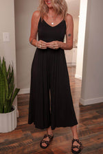 Load image into Gallery viewer, Black Spaghetti Straps Open Back Pleated Wide Leg Jumpsuit - Fashion Queen -  6
