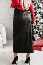 Load image into Gallery viewer, Black Split Front High Waist Slim Fit Midi Skirt - Fashion Queen - 2