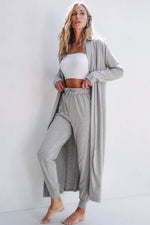 Load image into Gallery viewer, Black Split Long Cardigan and Skinny Pants Lounge Set - Fashion Queen - 20