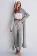 Load image into Gallery viewer, Black Split Long Cardigan and Skinny Pants Lounge Set - Fashion Queen - 4
