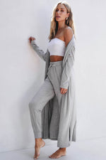 Load image into Gallery viewer, Black Split Long Cardigan and Skinny Pants Lounge Set - Fashion Queen - 6