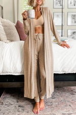 Load image into Gallery viewer, Black Split Long Cardigan and Skinny Pants Lounge Set - Fashion Queen - 7