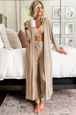 Load image into Gallery viewer, Black Split Long Cardigan and Skinny Pants Lounge Set - Fashion Queen - 8