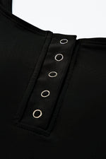 Load image into Gallery viewer, Black Square Neck Sleeveless Fashion Print Tankini Set - Fashion Queen - 26