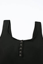 Load image into Gallery viewer, Black Square Neck Sleeveless Fashion Print Tankini Set - Fashion Queen - 28