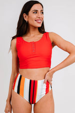 Load image into Gallery viewer, Black Square Neck Sleeveless Fashion Print Tankini Set - Fashion Queen - 30