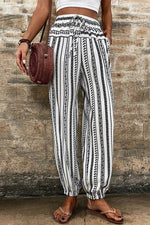 Load image into Gallery viewer, Black Stripe Boho Striped Print Casual Pants - Fashion Queen - 3