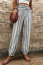 Load image into Gallery viewer, Black Stripe Boho Striped Print Casual Pants - Fashion Queen - 5