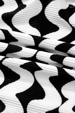 Load image into Gallery viewer, Black Stripe Bowknot Ricrac Print V Neck Low Back Cut One Piece Swimsuit - Fashion Queen - 23