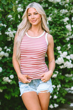 Load image into Gallery viewer, Black Stripe Contrast Round Neck Sleeveless Slim Top - Fashion Queen - 16