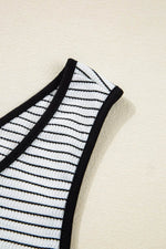 Load image into Gallery viewer, Black Stripe Criss Cross Side Slits Slim Fit Sleeveless Midi Dress - Fashion Queen - 23