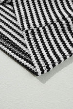 Load image into Gallery viewer, Black Stripe Drop Shoulder Puff Long Sleeve O Neck Plus Size T Shirt - Fashion Queen - 13