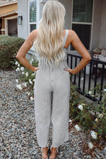 Load image into Gallery viewer, Black Stripe Half Buttoned Sleeveless Wide Leg Jumpsuit - Fashion Queen - 2