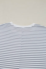 Load image into Gallery viewer, Black Stripe Ruffled Short Sleeve Crew Neck T Shirt Shift Mini Dress - Fashion Queen - 23