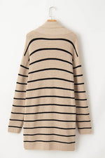 Load image into Gallery viewer, Black Stripe Shawl Neckline Open Cardigan with Pockets - Fashion Queen - 11
