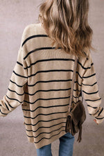 Load image into Gallery viewer, Black Stripe Shawl Neckline Open Cardigan with Pockets - Fashion Queen - 2
