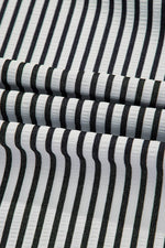 Load image into Gallery viewer, Black Stripe Short Sleeve Buttoned V Neck Pocketed Plus Size Mini Dress - Fashion Queen - 11