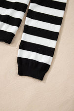 Load image into Gallery viewer, Black Stripe Slim Fit High Neck Knit Sweater - Fashion Queen - 8