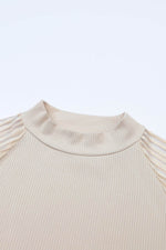 Load image into Gallery viewer, Black Striped Mesh Long Sleeve Crewneck Ribbed Top - Fashion Queen - 24