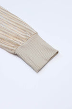 Load image into Gallery viewer, Black Striped Mesh Long Sleeve Crewneck Ribbed Top - Fashion Queen - 25