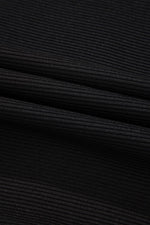 Load image into Gallery viewer, Black Textured Half Zip Kangaroo Pocket Top Drawstring Shorts Set - Fashion Queen - 7