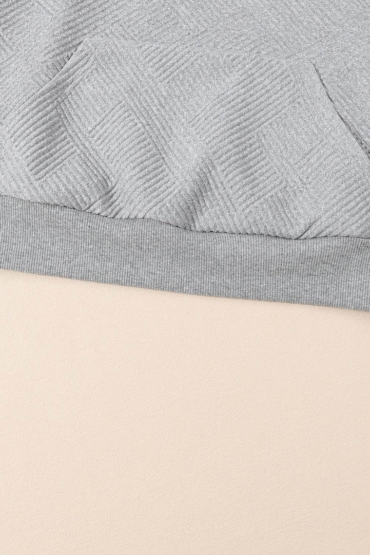 Black Textured Knit Buttoned Kangaroo Pocket Sweatshirt - Fashion Queen -  16