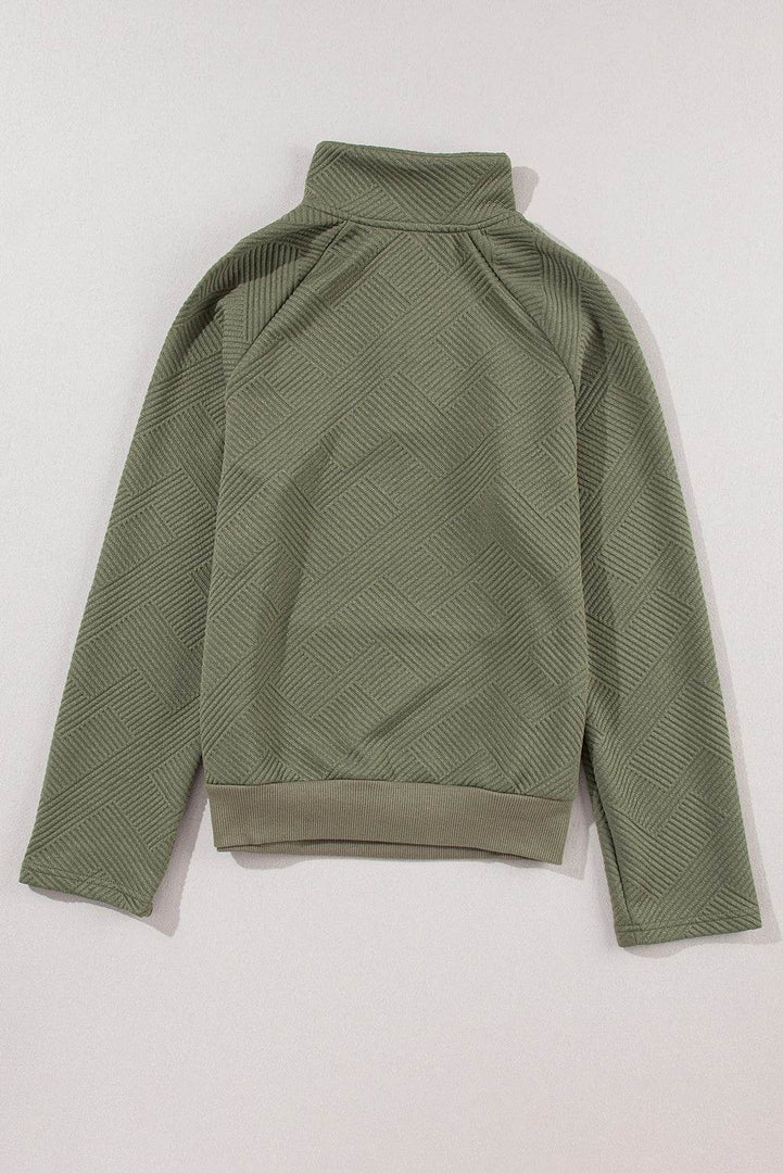 Black Textured Knit Buttoned Kangaroo Pocket Sweatshirt - Fashion Queen -  19