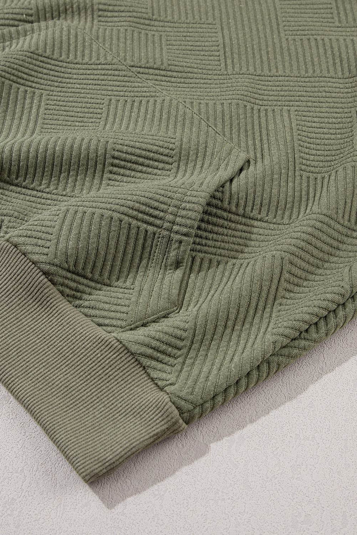 Black Textured Knit Buttoned Kangaroo Pocket Sweatshirt - Fashion Queen -  22