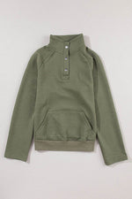 Load image into Gallery viewer, Black Textured Knit Buttoned Kangaroo Pocket Sweatshirt - Fashion Queen -  9
