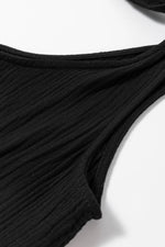 Load image into Gallery viewer, Black Textured Knotted Straps High Waist Wide Leg Romper - Fashion Queen - 11