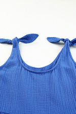 Load image into Gallery viewer, Black Textured Knotted Straps High Waist Wide Leg Romper - Fashion Queen - 29