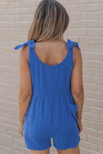 Load image into Gallery viewer, Black Textured Knotted Straps High Waist Wide Leg Romper - Fashion Queen - 5