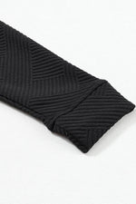 Load image into Gallery viewer, Black Textured Long Sleeve Top and Drawstring Shorts Set - Fashion Queen - 23