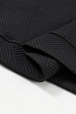 Load image into Gallery viewer, Black Textured Long Sleeve Top and Drawstring Shorts Set - Fashion Queen - 24