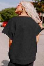 Load image into Gallery viewer, Black Textured Loose Fit T Shirt and Drawstring Pants Set - Fashion Queen - 2