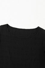 Load image into Gallery viewer, Black Textured Ruffled Sleeve Round Neck Top - Fashion Queen - 6